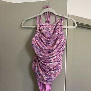 Free People - Butterfly Pink Mesh Lace Up Bodysuit...